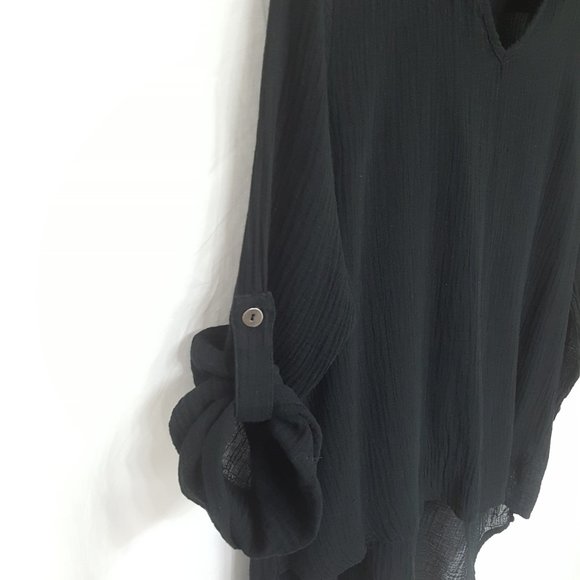 Mod-o-doc Black Lightweight Hi-Lo Linen Tunic MED - Picture 6 of 8